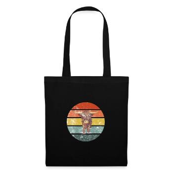 Scottish Highland Cow Retro - Tote Bag - black - Front
