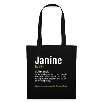 Janine Name Definition - Stoffbeutel - Schwarz - Vorne