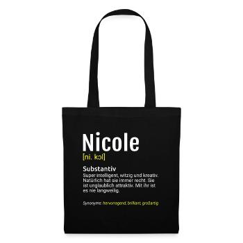 Nicole Name Definition - Stoffbeutel - Schwarz - Vorne