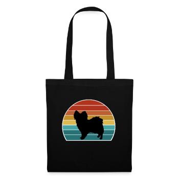 Papillon Dog Silhouette Vintage Sunset pour Dog Lov - Sac en tissu - noir - Devant