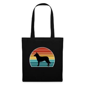 Lapponian Herder Dog Silhouette Vintage Sunset pour - Sac en tissu - noir - Devant