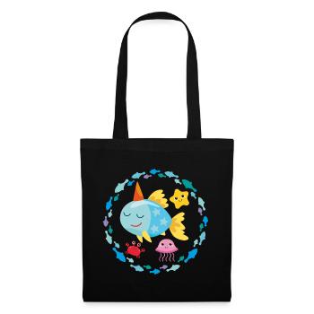 Petit poisson licorne - Sac en tissu - noir - Devant