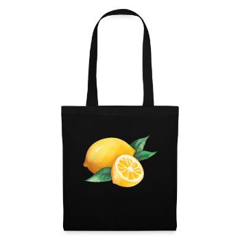 Zitrone Aquarell Italien Limone - Stoffbeutel - Schwarz - Vorne