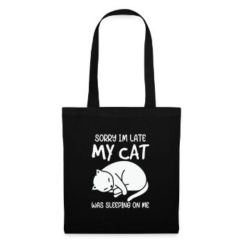 Désolé je suis en retard mon chat qui dort sur moi - Sac en tissu - noir - Devant