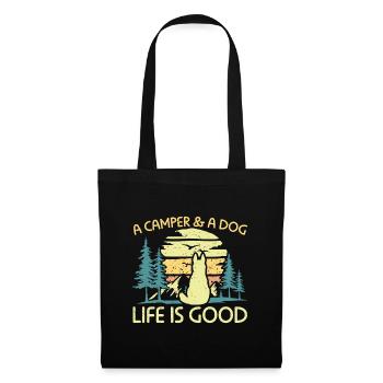 Camping A Camper And A Dog Life Is Good - Tote Bag - black - Front