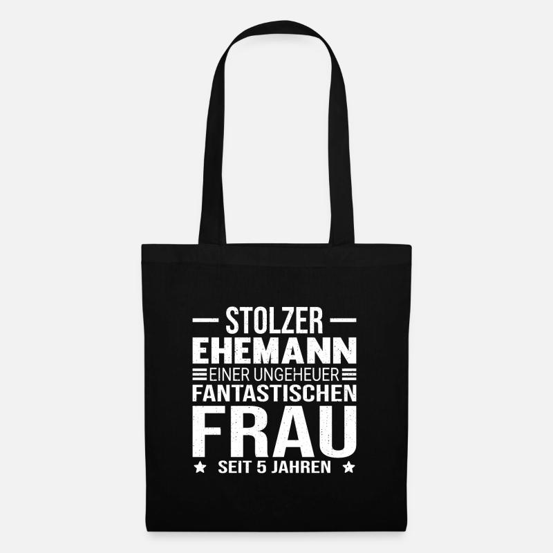 5 Hochzeitstag Hölzerne Hochzeit Geschenk Ehemann - Stoffbeutel - Schwarz