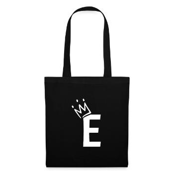 Buchstabe E mit Krone - Stoffbeutel - Schwarz - Vorne