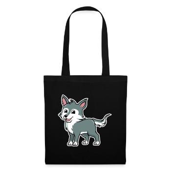 Wolf Cartoon Illustration Kawaii For Kids - Tote Bag - black - Front