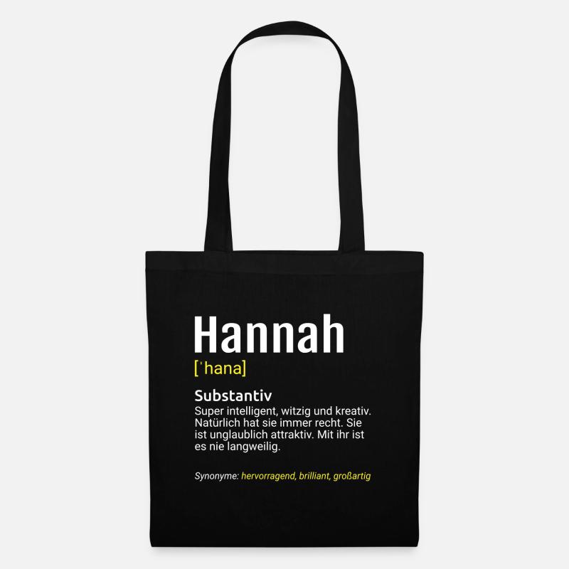 Hannah Name Definition - Stoffbeutel - Schwarz