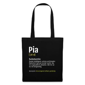 Pia Name Definition - Stoffbeutel - Schwarz - Vorne