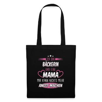 Bäcker Bäckerin Bäckerei Beruf Spruch - Stoffbeutel - Schwarz - Vorne