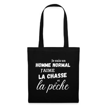 Homme cadeau humour chasse peche pecheur - Sac en tissu - noir - Devant