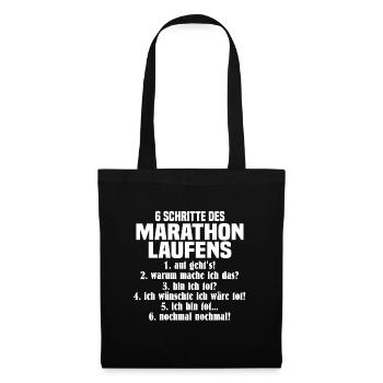 6 schritte marathon Lauf lustiger Spruch - Stoffbeutel - Schwarz - Vorne