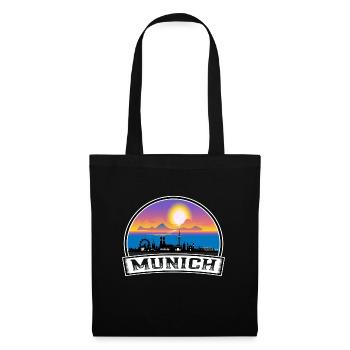 München Deutschland Skyline Vintage Sunset Travel Souve - Stoffbeutel - Schwarz - Vorne