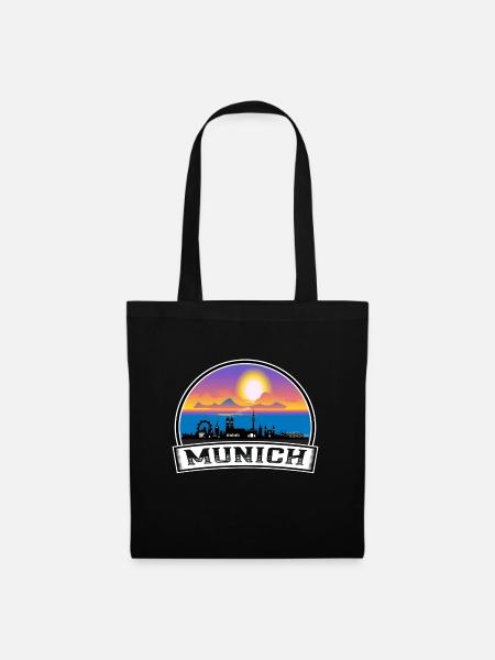 München Deutschland Skyline Vintage Sunset Travel Souve - Stoffbeutel - Schwarz