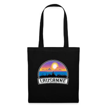 Lausanne Switzerland Skyline Vintage Sunset Travel - Tote Bag - black - Front