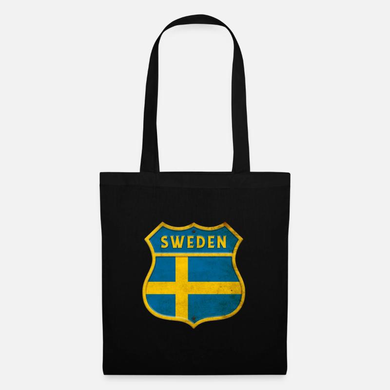 Schweden Wappen Flaggen Design - Stoffbeutel - Schwarz