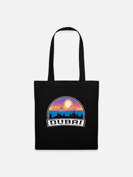 Dubai Uae Skyline Vintage Sonnenuntergang Reise Souvenir - Stoffbeutel - Schwarz