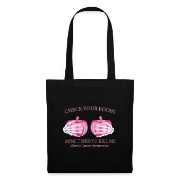 Check Your Boobs Breast Cancer Pumpkin - Tote Bag - black - Front
