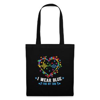 Je porte du bleu pour mon fils Autism Design - Sac en tissu - noir - Devant