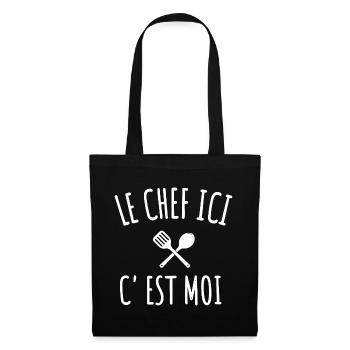cuisine le chef c' est moi humour cuisinier cadeau - Sac en tissu - noir - Devant