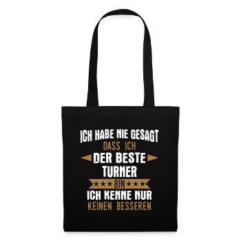 Turnen Turner Bodenturnen Geräteturnen Spruch - Stoffbeutel - Schwarz - Vorne