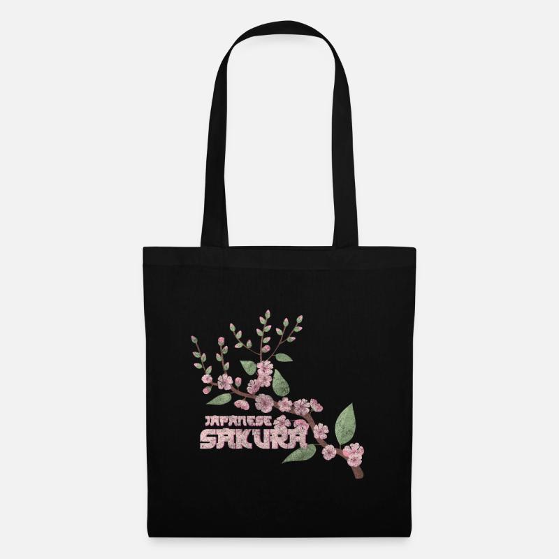 Fleur de cerisier en fleurs colorée - Sac en tissu - noir