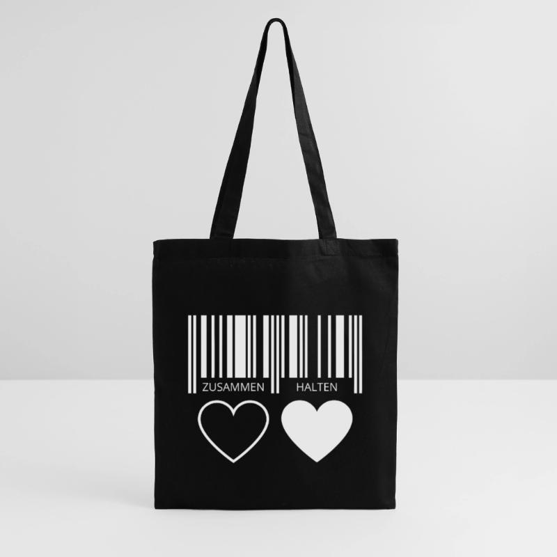 Zusammen halten Herzen Strichcode Barcode Paar C19 Stoffbeutel