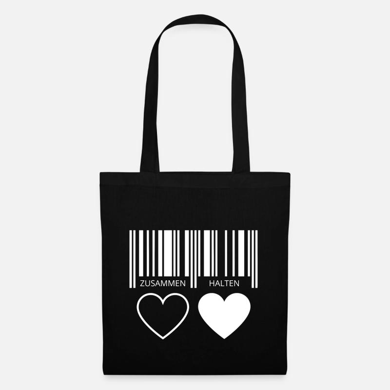 Zusammen halten Herzen Strichcode Barcode Paar C19 - Stoffbeutel - Schwarz