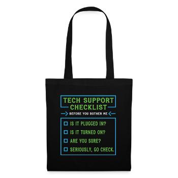 Tech Support Checklist Coding Shirt For - Stoffbeutel - Schwarz - Vorne