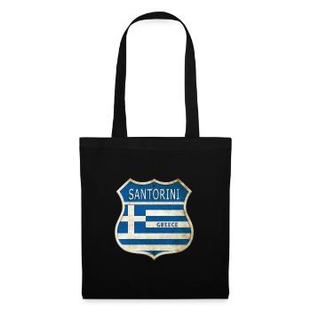 Santorini Griechenland Wappen Flaggen Design - Stoffbeutel - Schwarz - Vorne