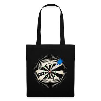 strahlende Dartscheibe mit blauen Dartpfeil - Stoffbeutel - Schwarz - Vorne