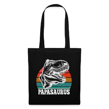 Papa Vater Papasaurus retro Vintage Vatertag - Stoffbeutel - Schwarz - Vorne