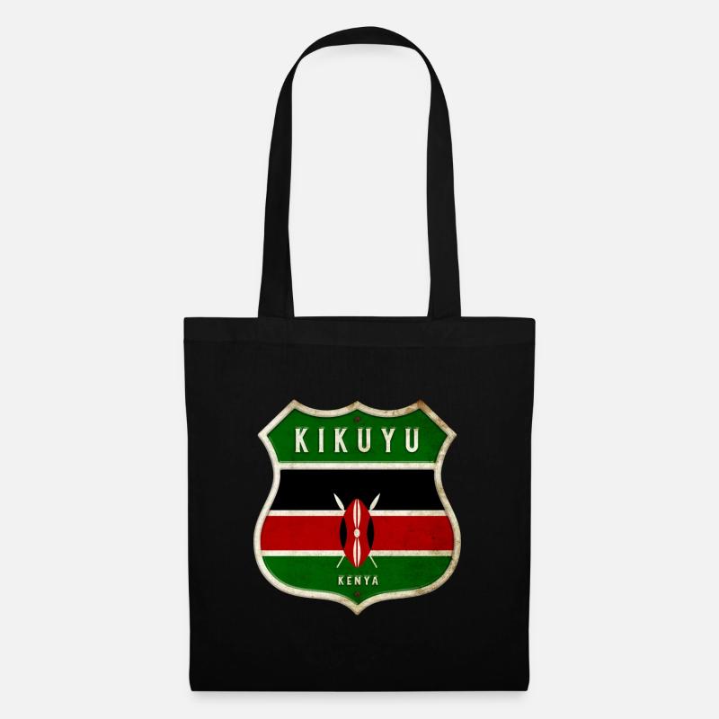 Kikuyu Kenia Wappen Flaggen Design - Stoffbeutel - Schwarz