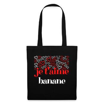 Je t'aime banane - couple saint valentin chéri - Sac en tissu - noir - Devant
