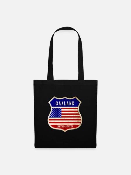 Oakland USA United States Wappen Flaggen - Stoffbeutel - Schwarz