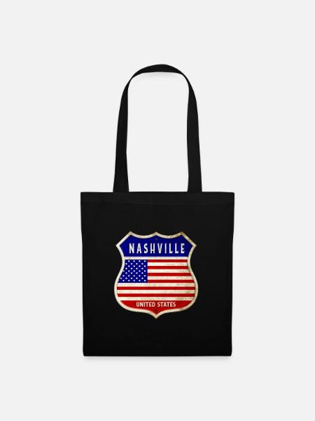 Nashville USA United States Wappen Flaggen - Stoffbeutel - Schwarz