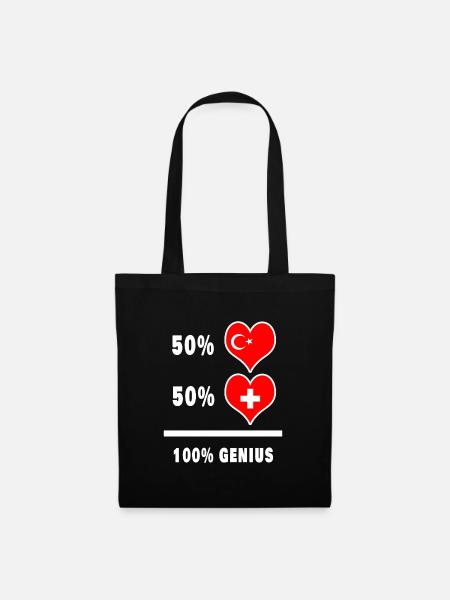 Schweiz und Türkei genial / Geschenk - Stoffbeutel - Schwarz