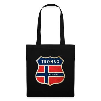 Tromsø Norwegen Wappen Flaggen Design - Stoffbeutel - Schwarz - Vorne