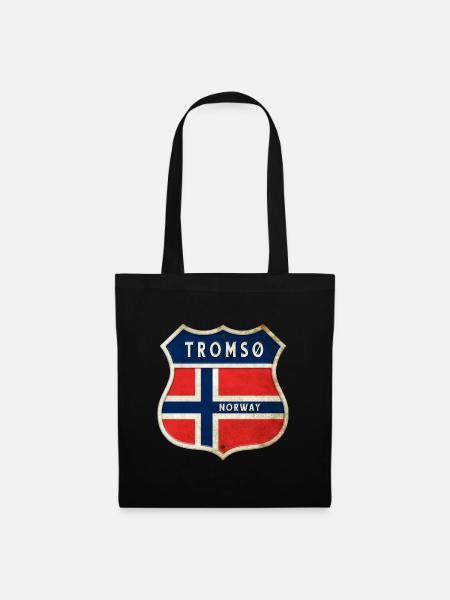 Tromsø Norwegen Wappen Flaggen Design - Stoffbeutel - Schwarz