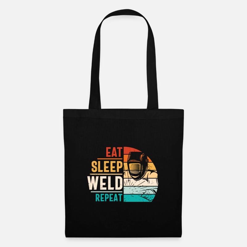 Welder Quote Funny Design Eat Sleep Weld Repeat - Tote Bag - black