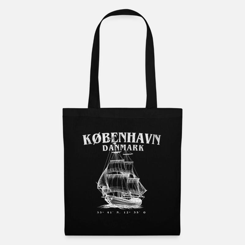 København Segelschiff Silhouette - Stoffbeutel - Schwarz