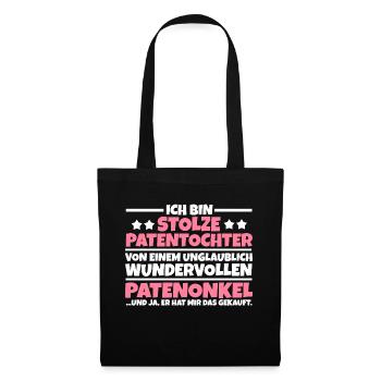 Pate Patenonkel Patentochter - Stoffbeutel - Schwarz - Vorne