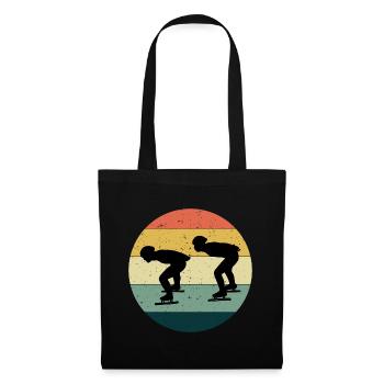 Eisschnelllauf Eisschnelllauf Schlittschuhrennen Vintage Retro - Stoffbeutel - Schwarz - Vorne