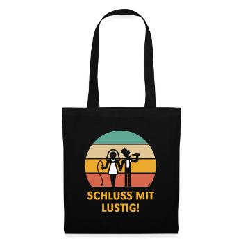 Schluss Mit Lustig! (JGA Peitsche Bier Sunset 5C) - Stoffbeutel - Schwarz - Vorne
