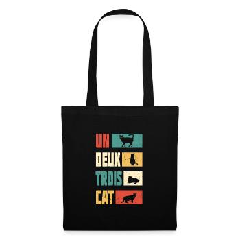 Katze Weihnachtszitat Un Deux Trois Katze Vintage Katze - Stoffbeutel - Schwarz - Vorne