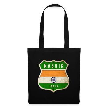 Nashik Inde Armoiries Drapeaux Design - Sac en tissu - noir - Devant