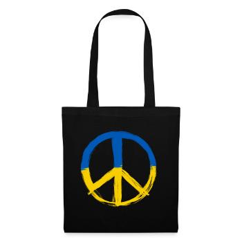 Peace Zeichen Friedenszeichen - Farben der Ukraine - Stoffbeutel - Schwarz - Vorne