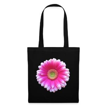 Gerbera pink Blüte Blume Blumenranke floral blumig - Stoffbeutel - Schwarz - Vorne