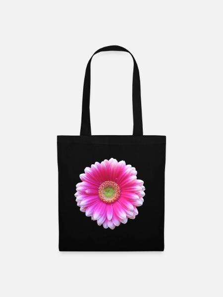 Gerbera pink Blüte Blume Blumenranke floral blumig - Stoffbeutel - Schwarz